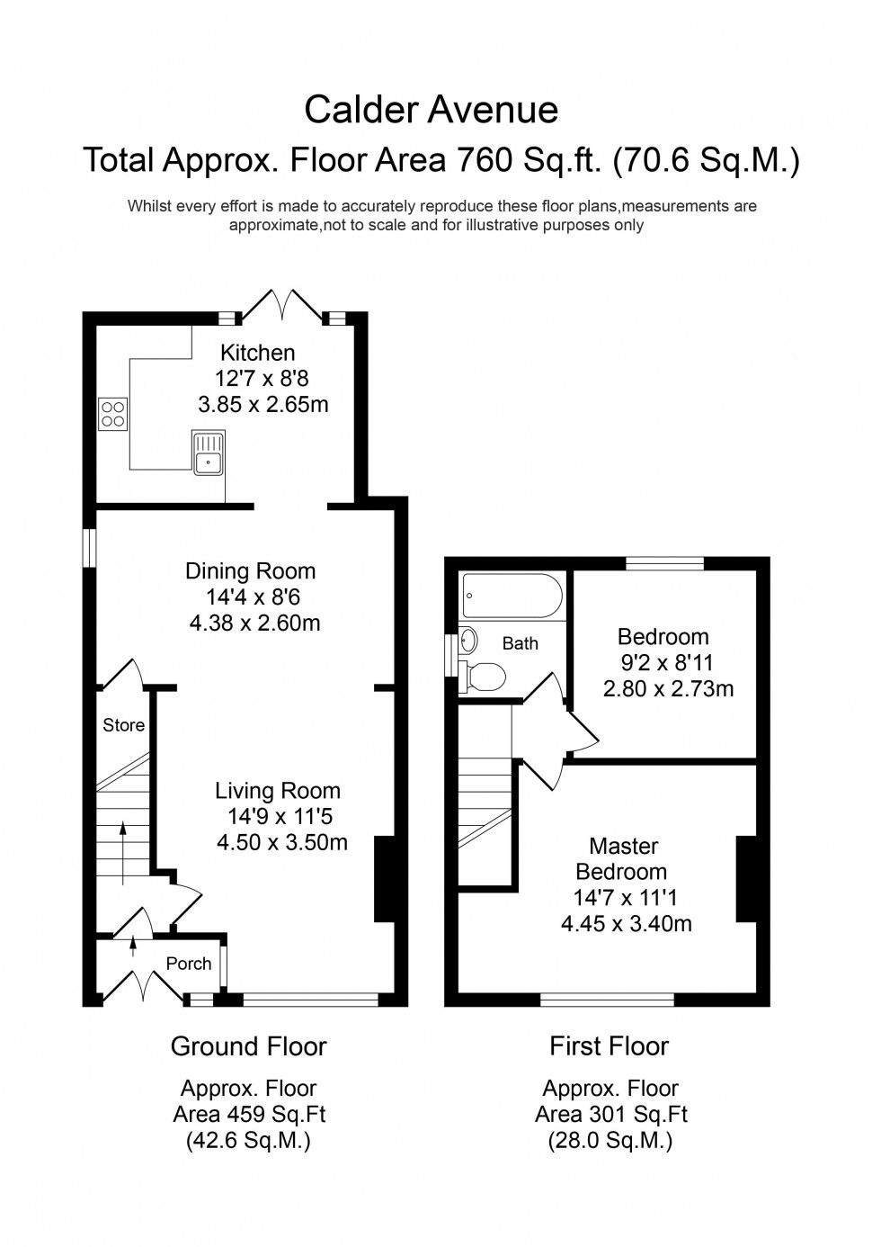 Floorplan for Calder Avenue, Ormskirk