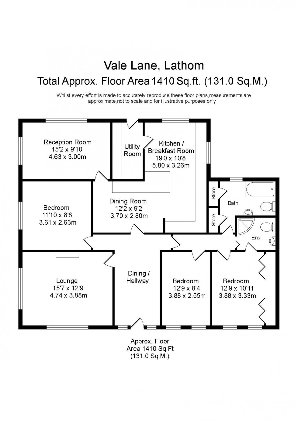 Floorplan for Vale Lane, Lathom