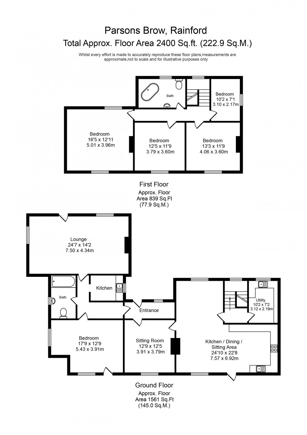 Floorplan for Parsons Brow, Rainford