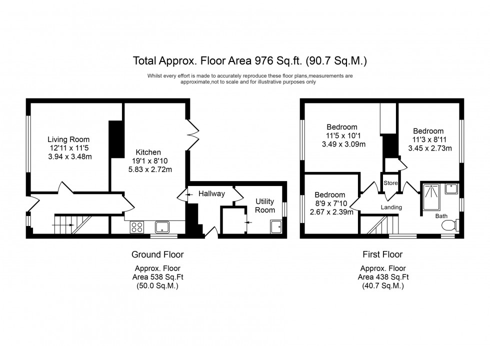 Floorplan for Mill Dam Lane, Burscough